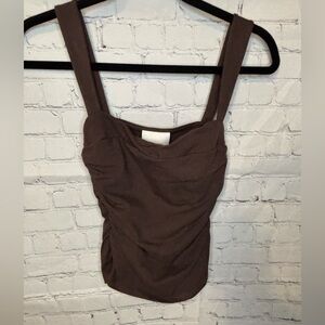 NWT Reformation Chocolate Brown Ruched Square Neck Tank